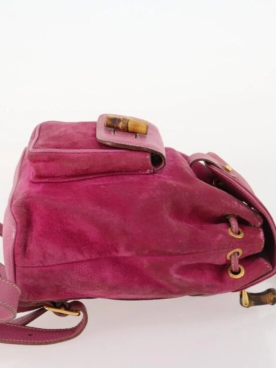 GUCCI Bamboo Backpack Suede Pink Gold 003 58 0030 Auth BA10647 main image 7